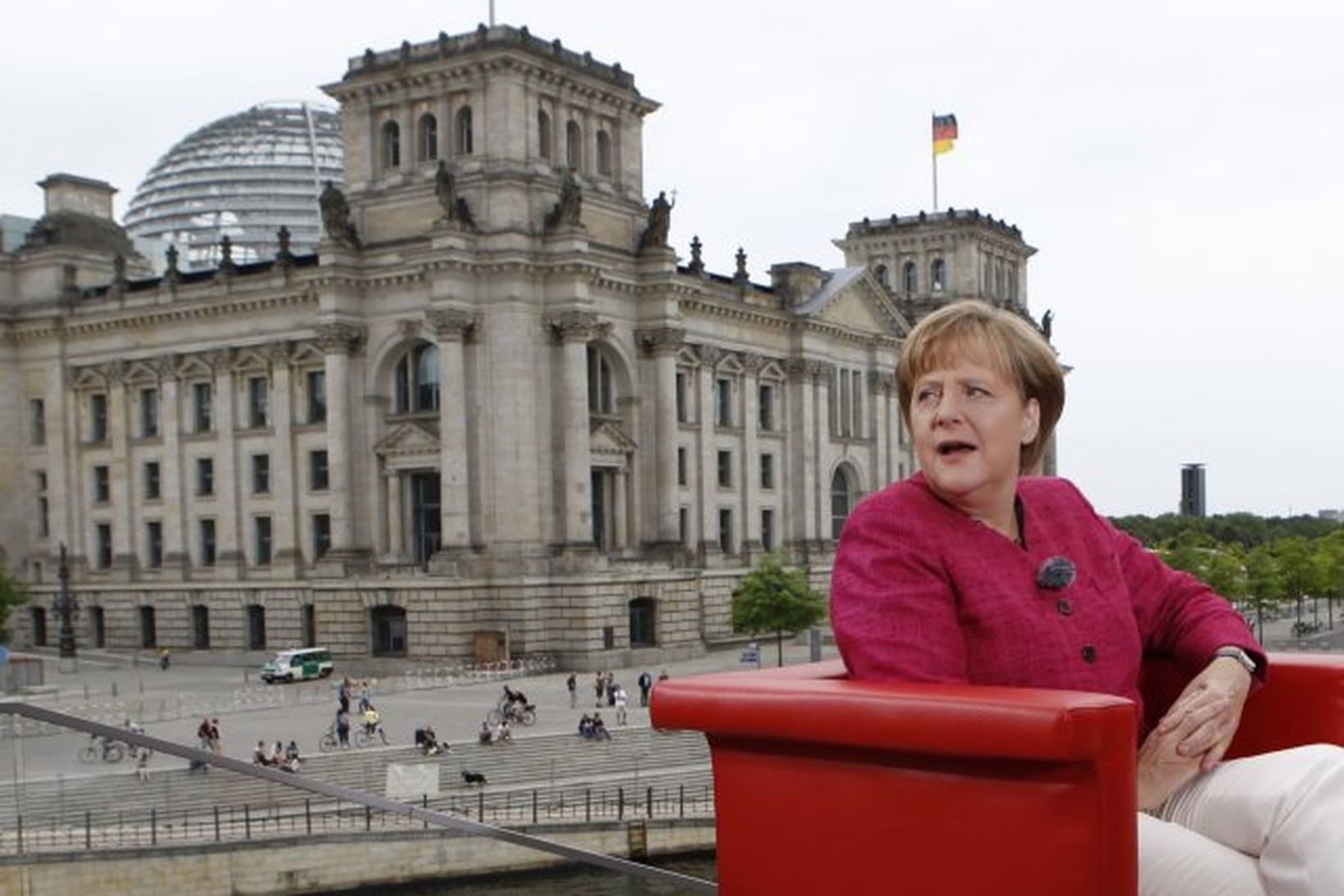 Angela Merkel í Berlín í dag