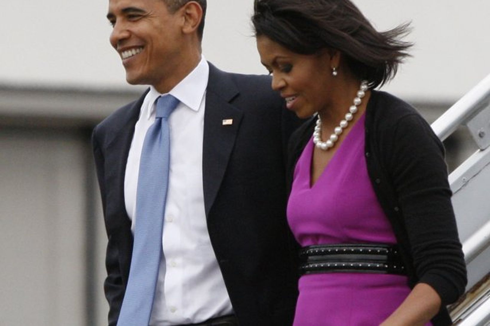 Barack Obama með konu sinni, Michelle.