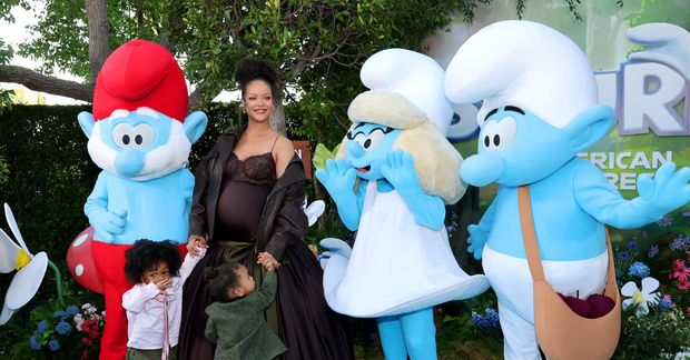 Söngkonan Rihanna ásamt sonum sínum tveimur, RZA og Riot.