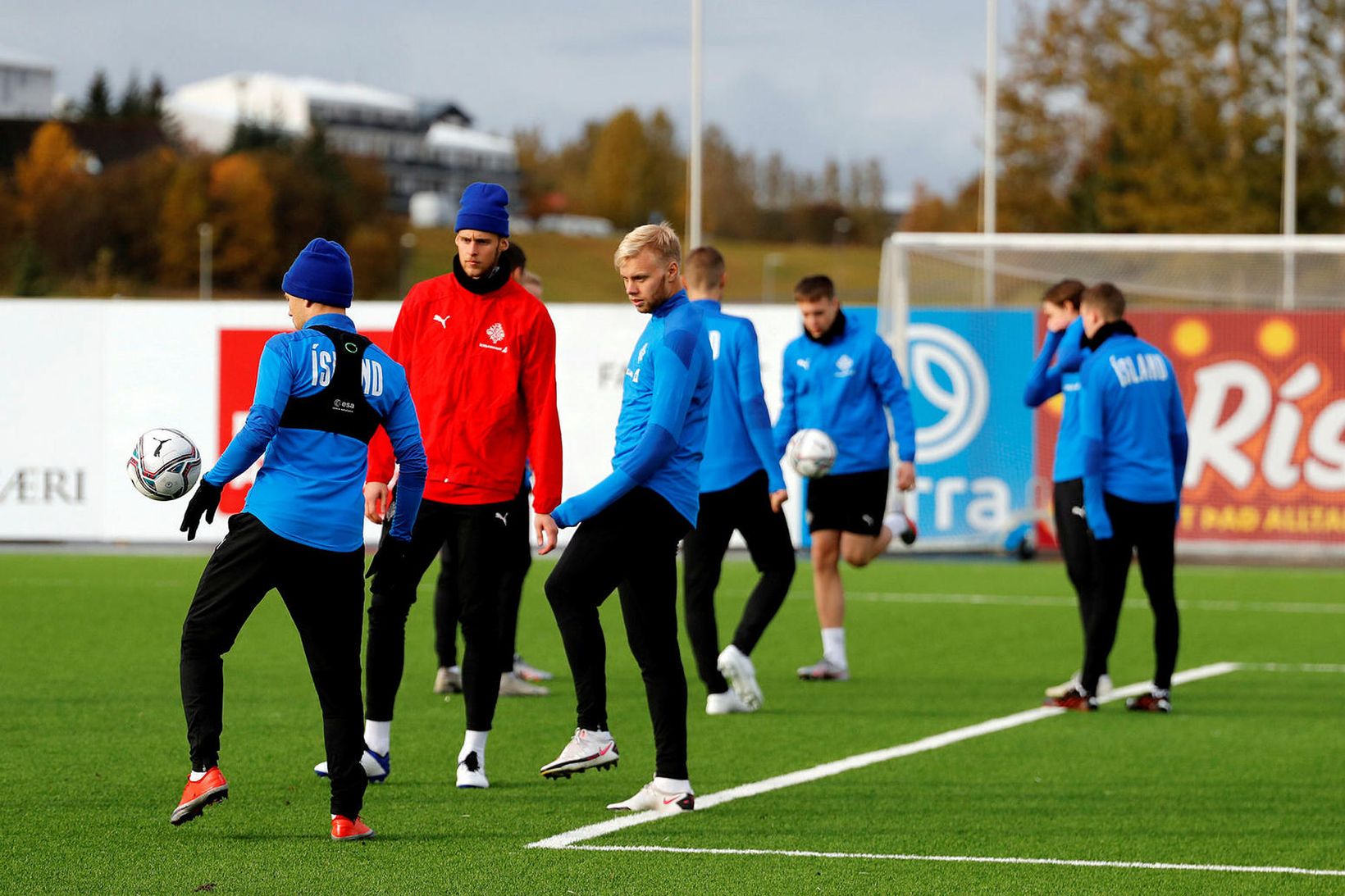 Frá æfingu íslenska U21-árs landsliðinu hinn 8. október síðastliðinn á …