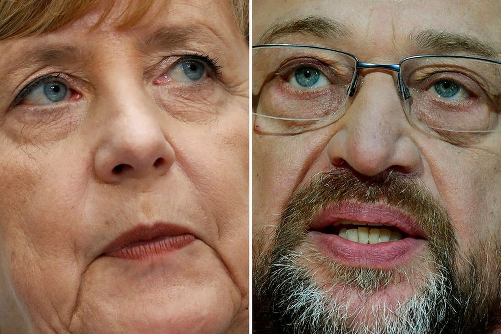 Angela Merkel kanslari Þýskalands og Martin Schulz leiðtogi SPD eiga …