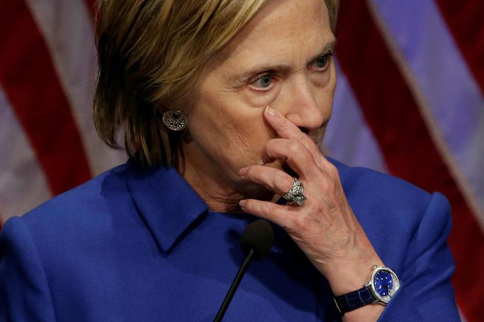 Hillary Clinton við ræðuhöld í síðustu viku.
