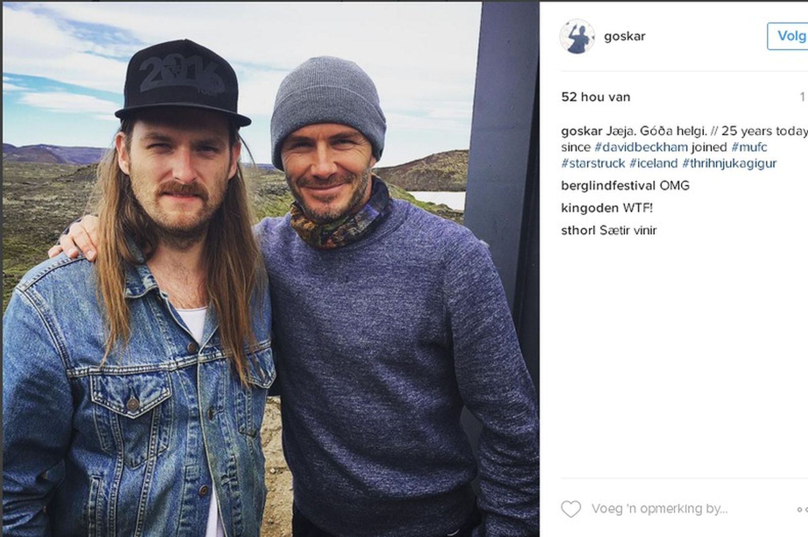 Beckham-fjölskyldan á Þríhnúkagíg 