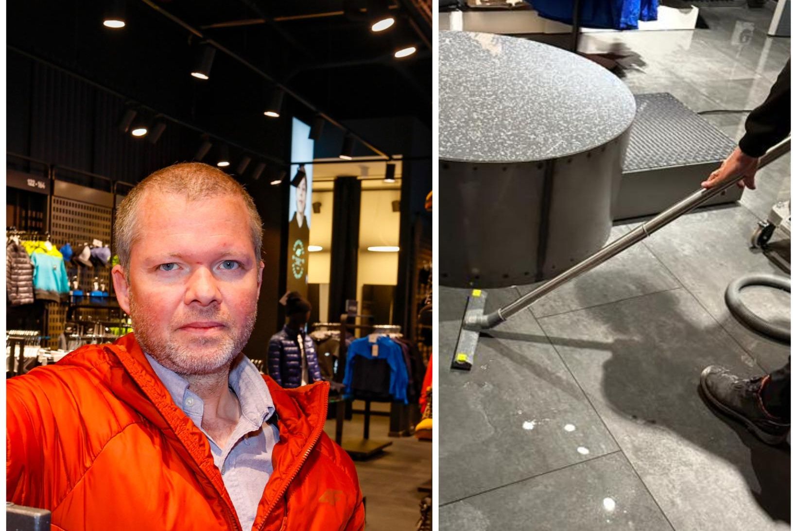 Hafsteinn Valur, eigandi íþróttafataverslunarinnar 4F, segir tveggja sentimetra lag af …