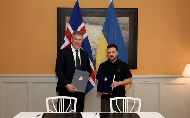 Iceland's Prime Minister, Bjarni Bendiktsson with Volodymyr Zelensky, the President of Ukraine..