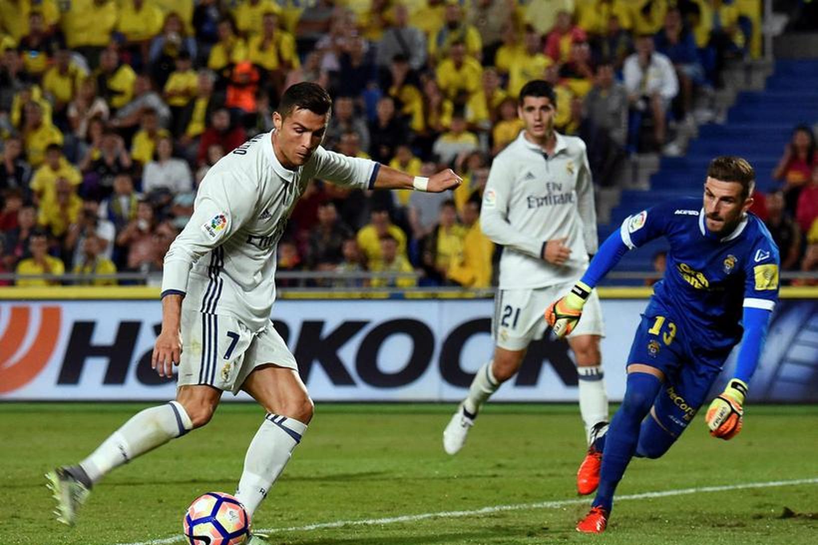 Cristiano Ronaldo, leikmaður Real Madrid, í leik liðsins gegn Las …