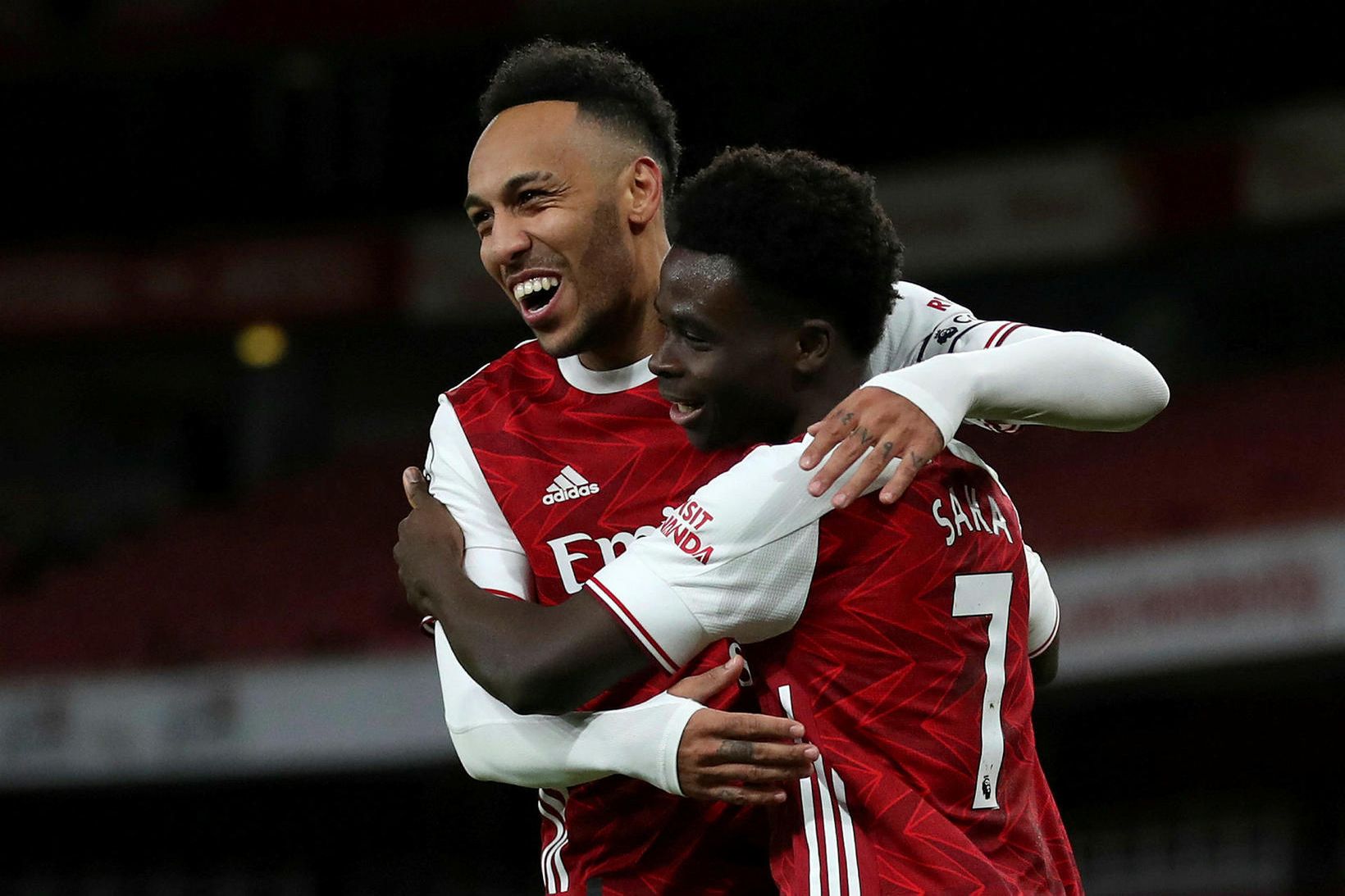 Pierre-Emerick Aubameyang kom Arsenaæ yfir á Emirates í dag.