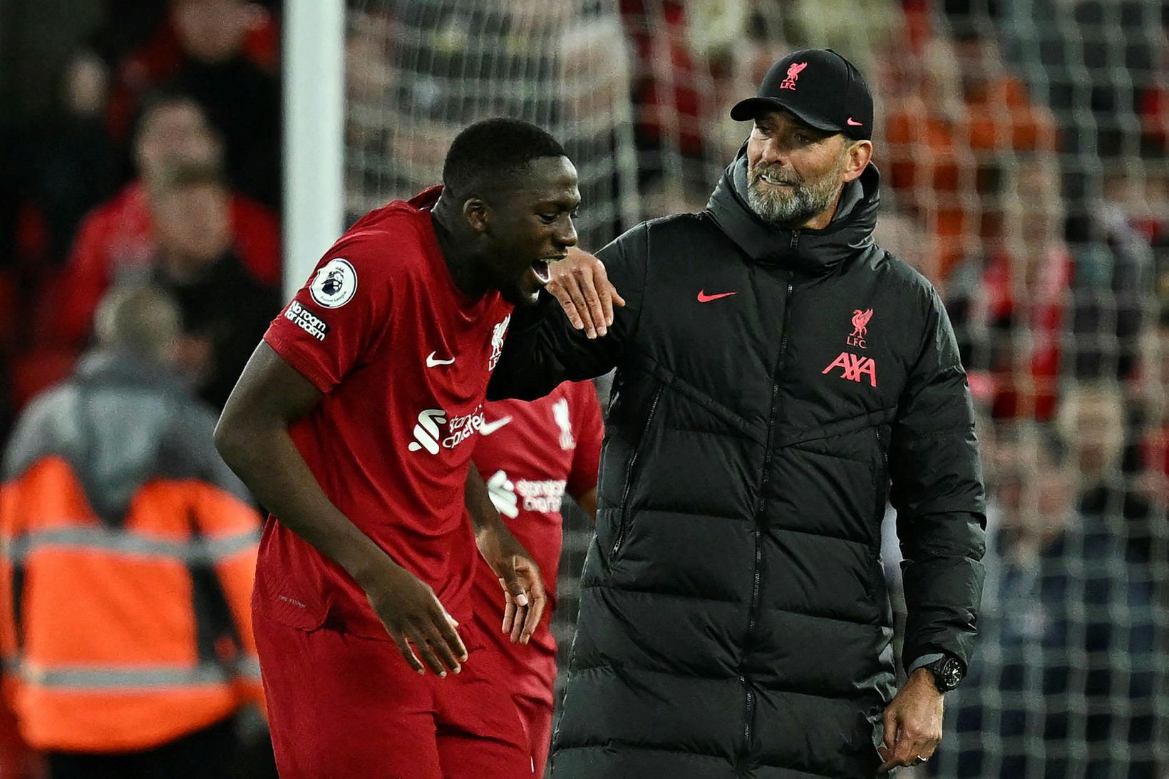 Ibrahima Konaté og Jürgen Klopp.