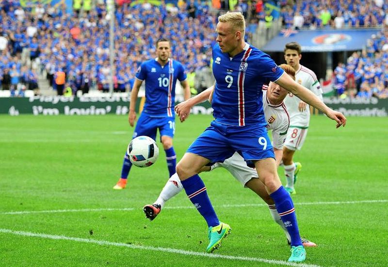 Sigþórsson in action against Hungary.