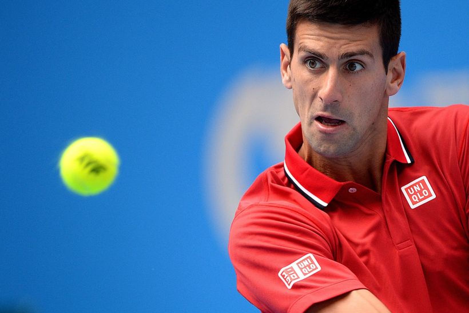Novak Djokovic einbeittur í Beijing í morgun.