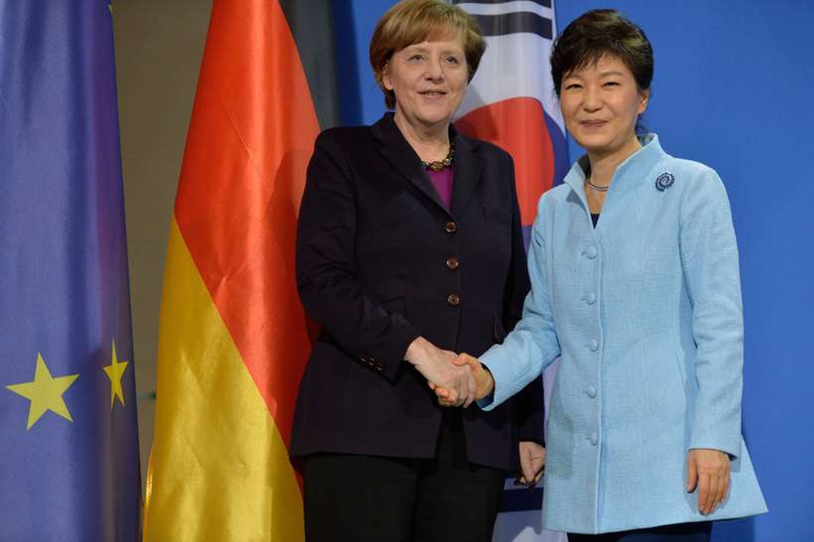 Angela Merkel, kanslari Þýskalands, og Park Geun-hye, forseti Suður-Kóreu, í …