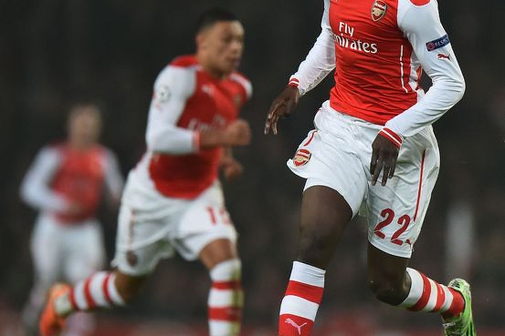 Yaya Sanogo kom Arsenal í 1:0 í kvöld gegn Dortmund.