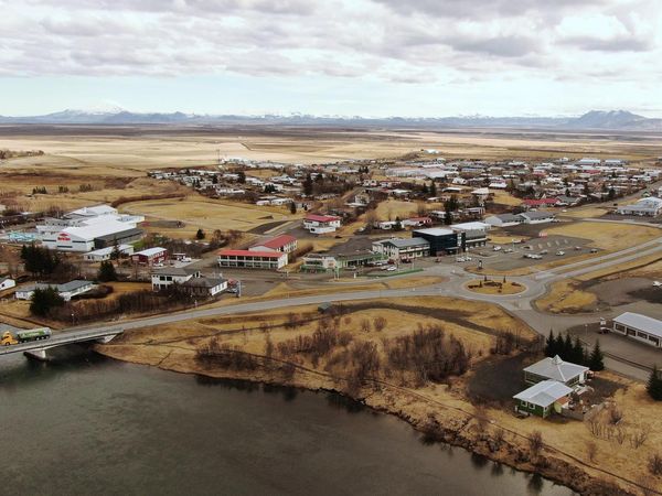 The buses collided at Gaddstaðaflatir in Hella.