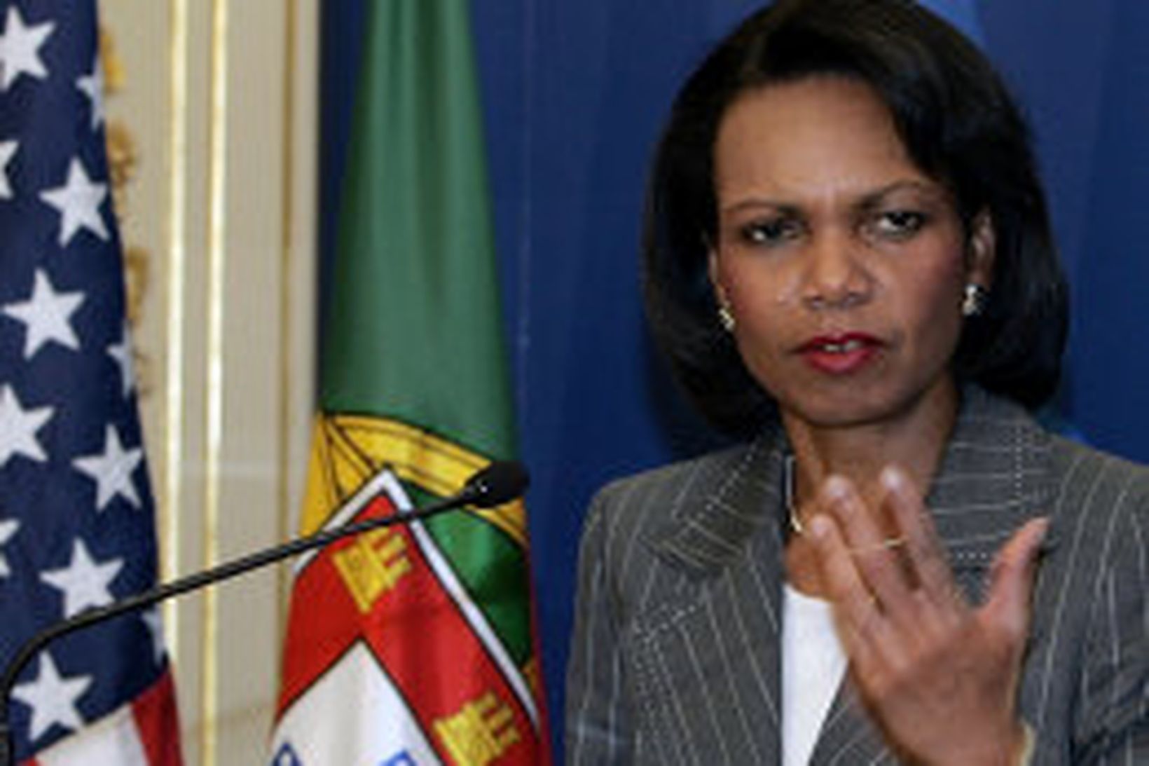 Condoleezza Rice, utanríkisráðherra Bandaríkjanna, greindi frá fyrirtætlunum Bandaríkjastjórnar í dag.