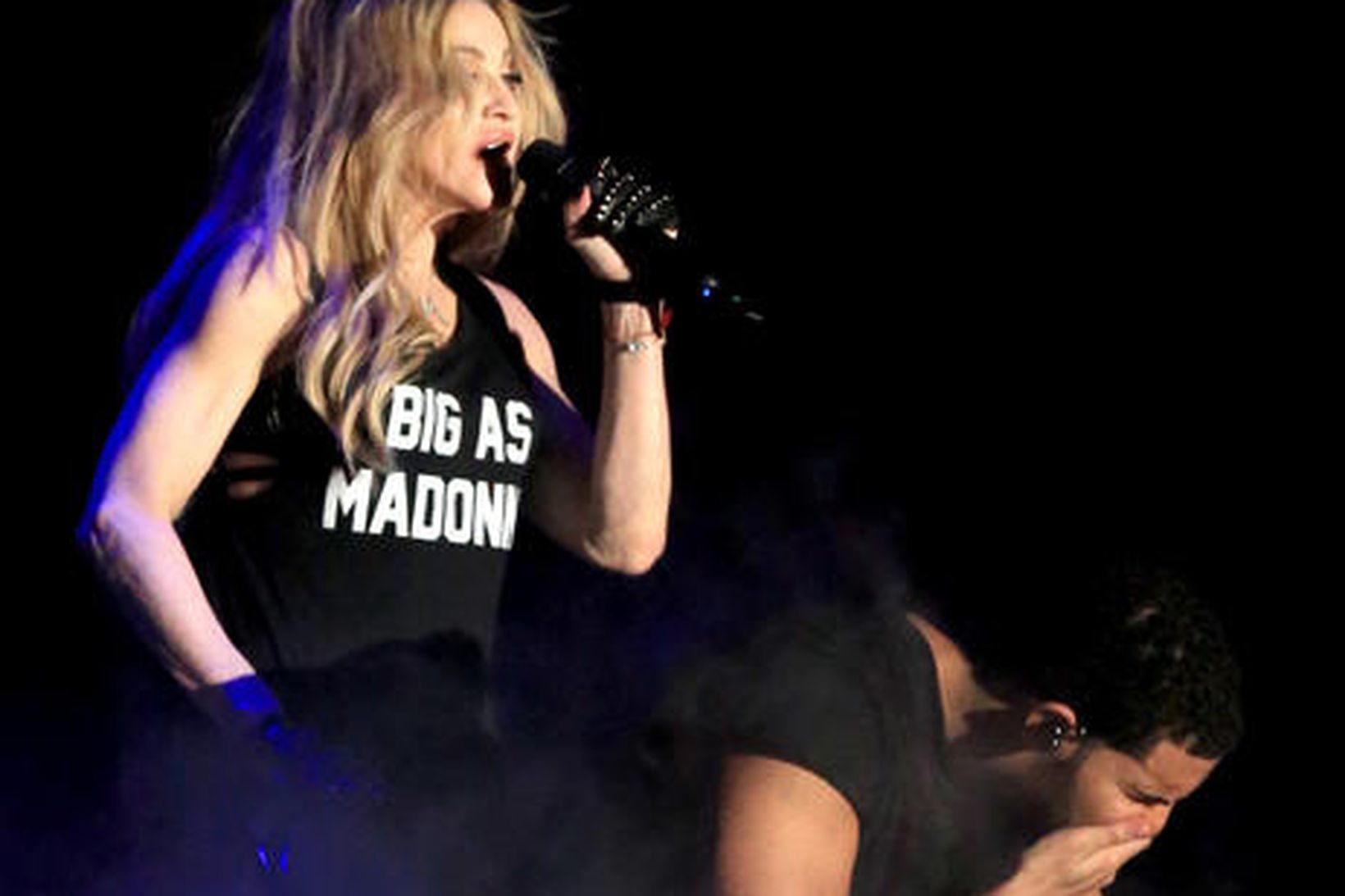 Madonna fór í sleik við Drake á Coachella-hátíðinni. Drake virtist …