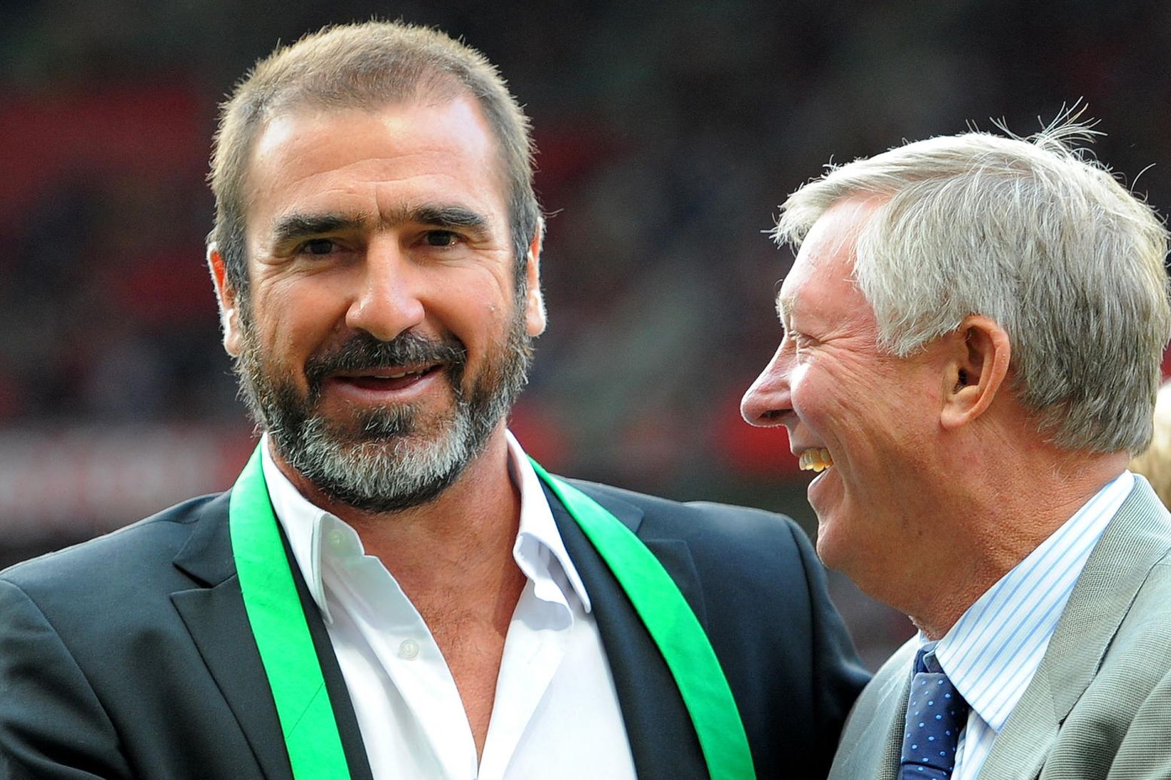 Eric Cantona og Sir Alex Ferguson á góðri stundu.