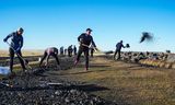 Unnið var að hreinsun golfvallarins á Seltjarnarnesi um helgina.