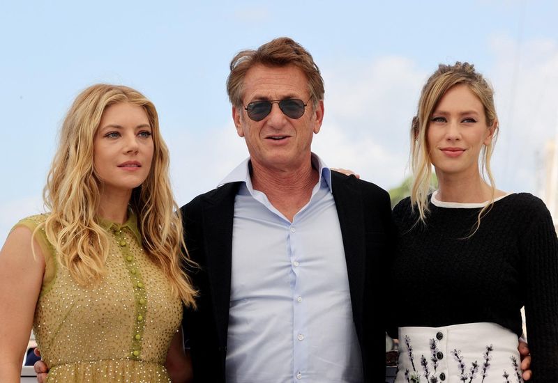 Canadian actress Katheryn Winnick, American actor and director Sean Penn, and his daughter, actress Dylan Penn, at the Cannes Film Festival.