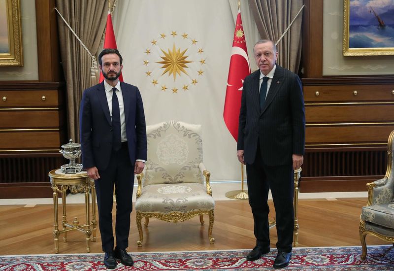 Róbert Spanó with Turkish President Recep  Erdo&#287;an, Friday.