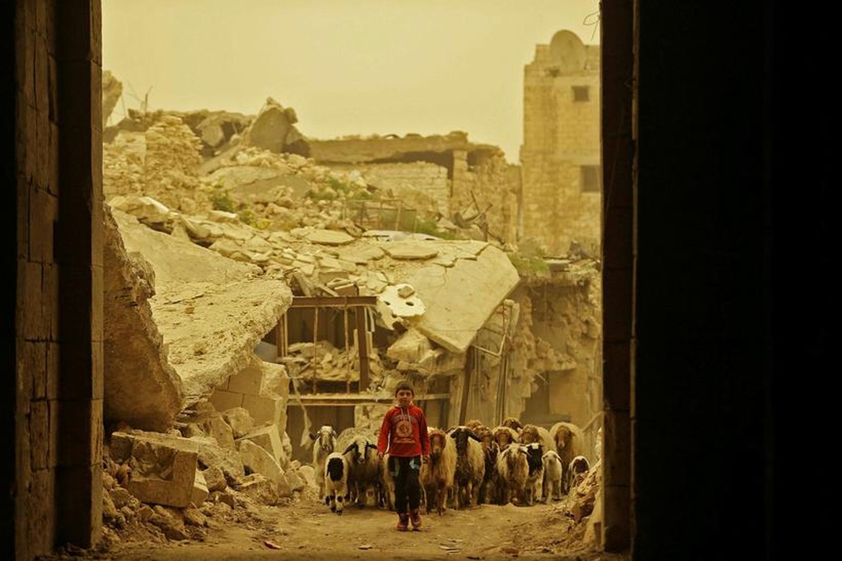 Frá Bab Kinnisrin-hverfinu í Aleppo.