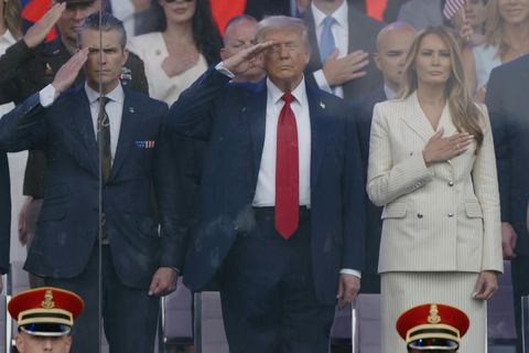 Trump flexes military might at parade as protests sweep US