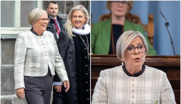 Halla Tómasdóttir komin í nýjan jakka frá Hrafnhildi 