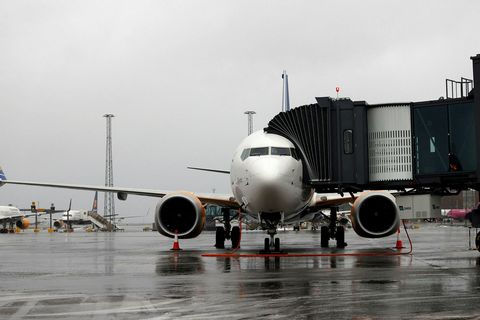 Keflavík Airport is almost empty now because all flights have been delayed due to the weather.