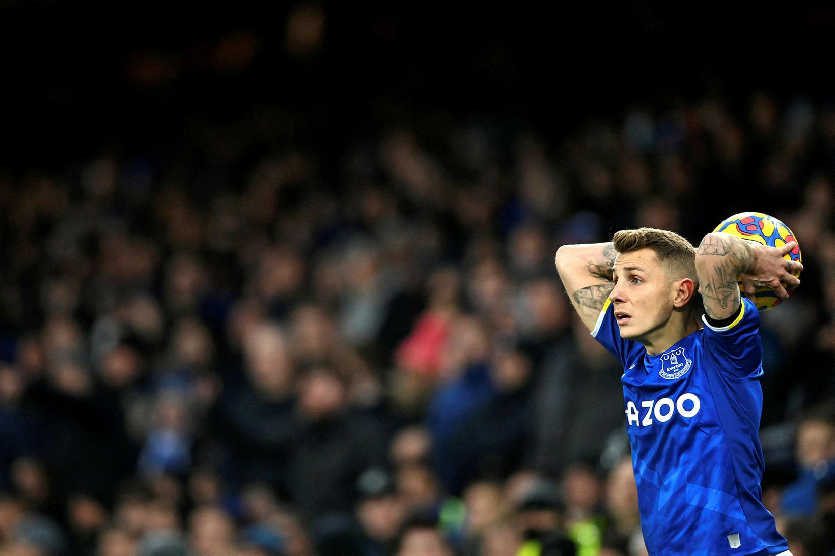 Lucas Digne lék síðast með Everton gegn Liverpool 1. desember.