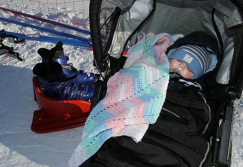 Babies often take nap outside in the cold.