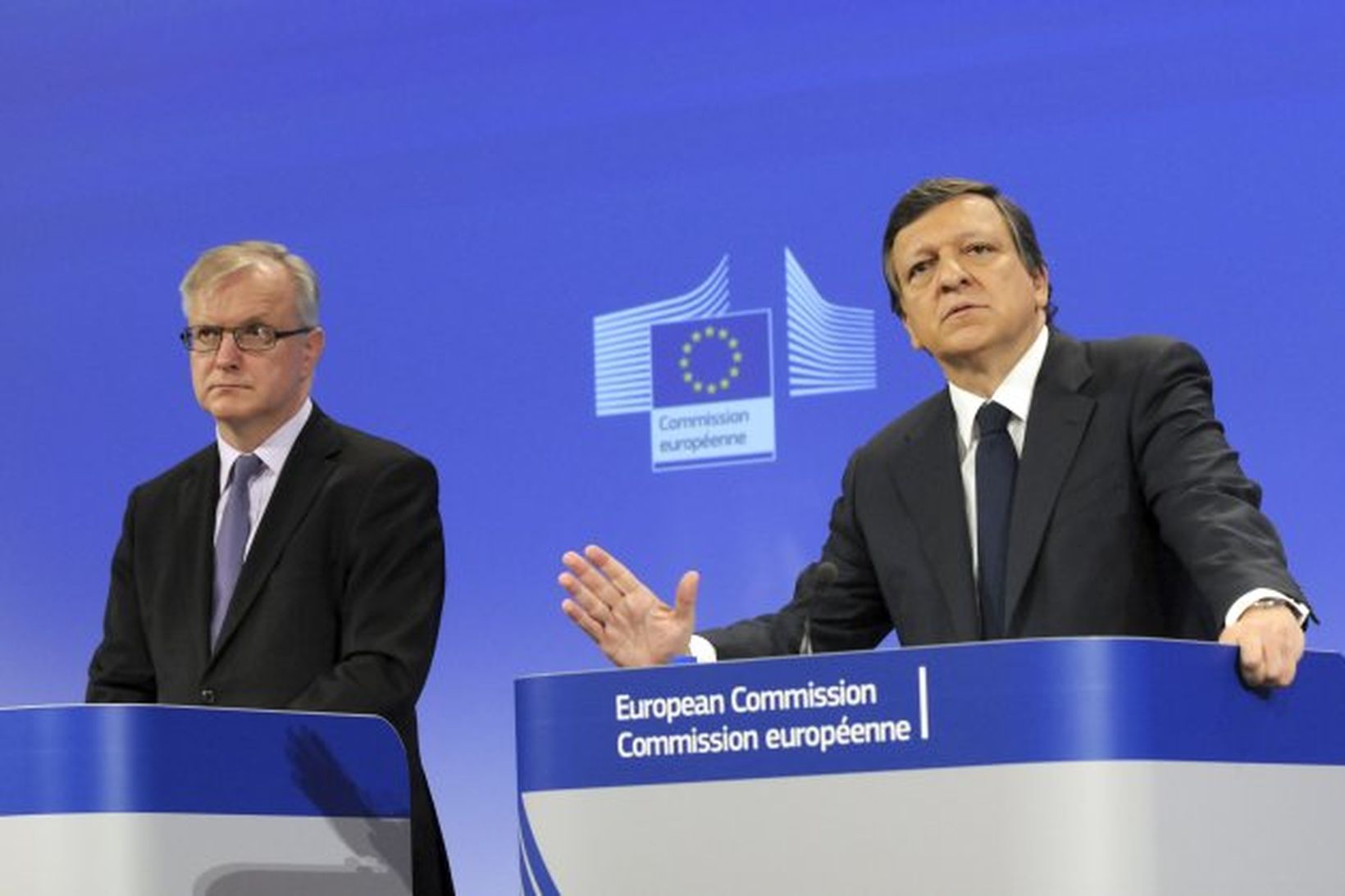 Olli Rehn og Jose Manuel Barroso.