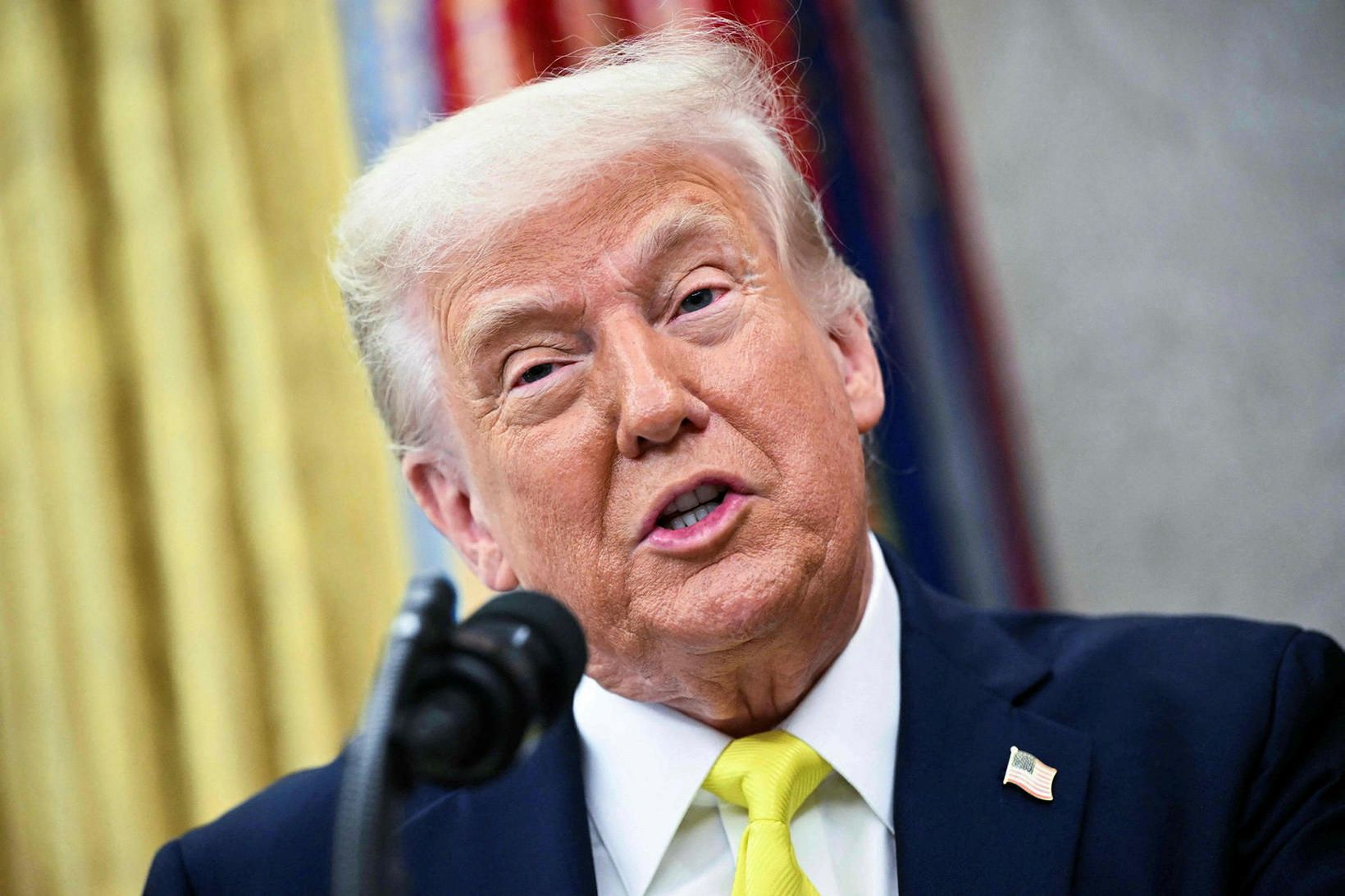 Donald Trump Bandaríkjaforseti ræddi við fjölmiðla í dag.