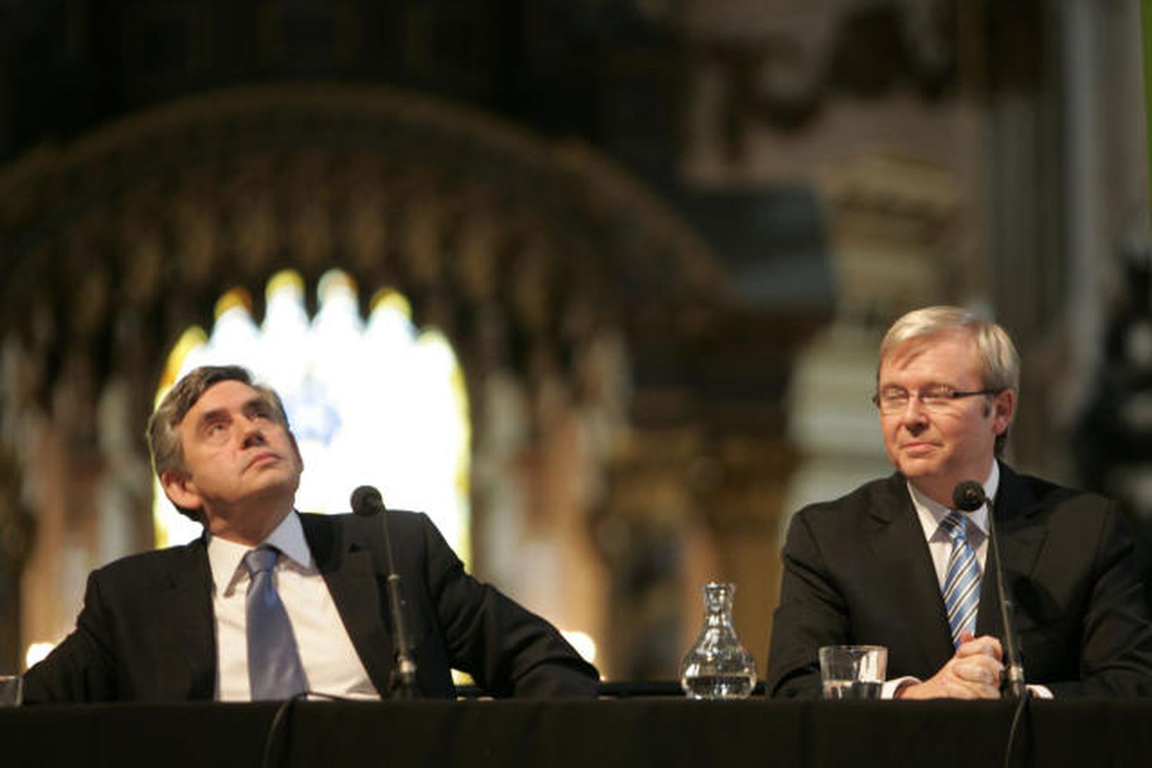 Gordon Brown, forsætisráðherra Bretlands, með Kevin Rudd, forsætisráðherra Ástralíu, sem …