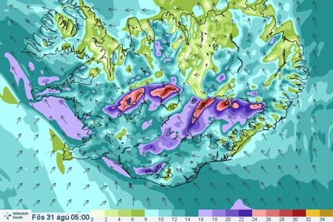 The wind forecast for Friday morning at 5 am.