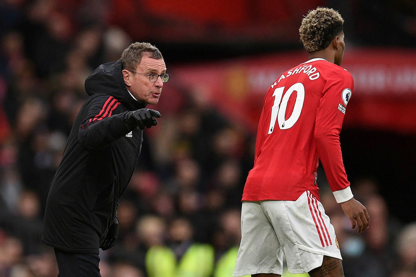 Ralf Rangnick kemur skilaboðum áleiðis í dag.