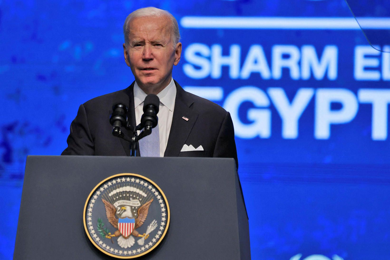 Joe Biden forseti Bandaríkjanna heldur ræðu á COP27 í dag.