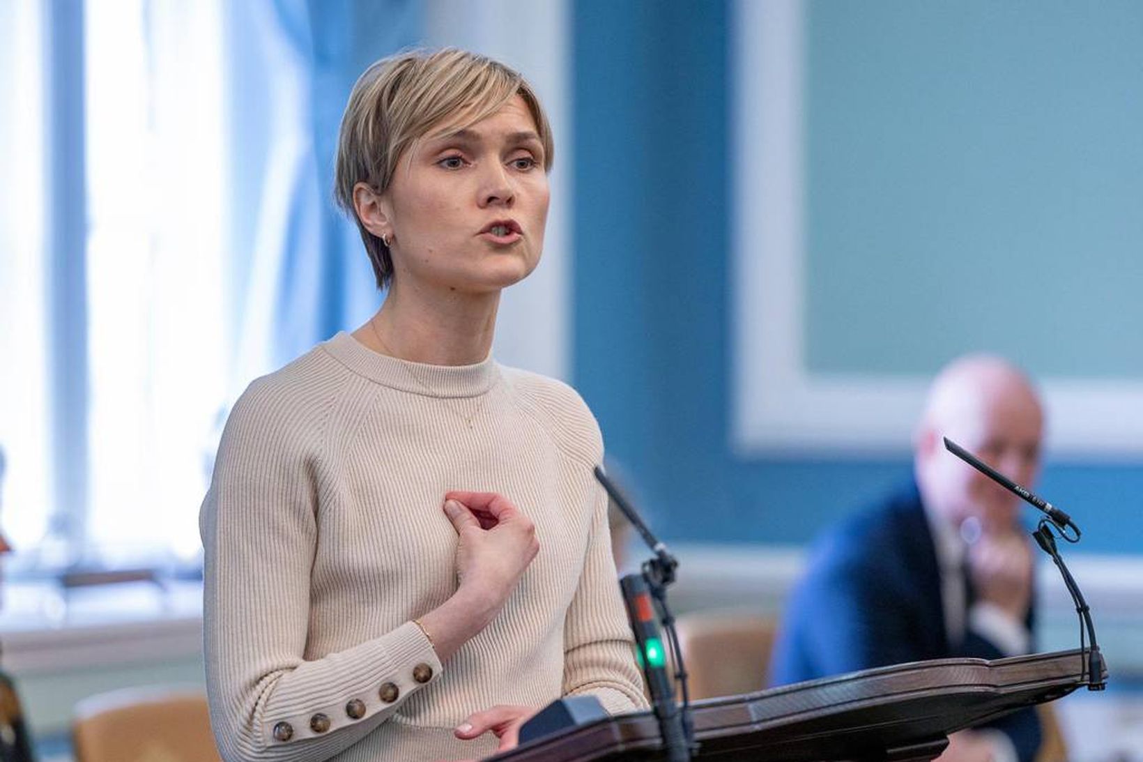 Kristrún Frostadóttir forsætisráðherra í ræðustól Alþingis.