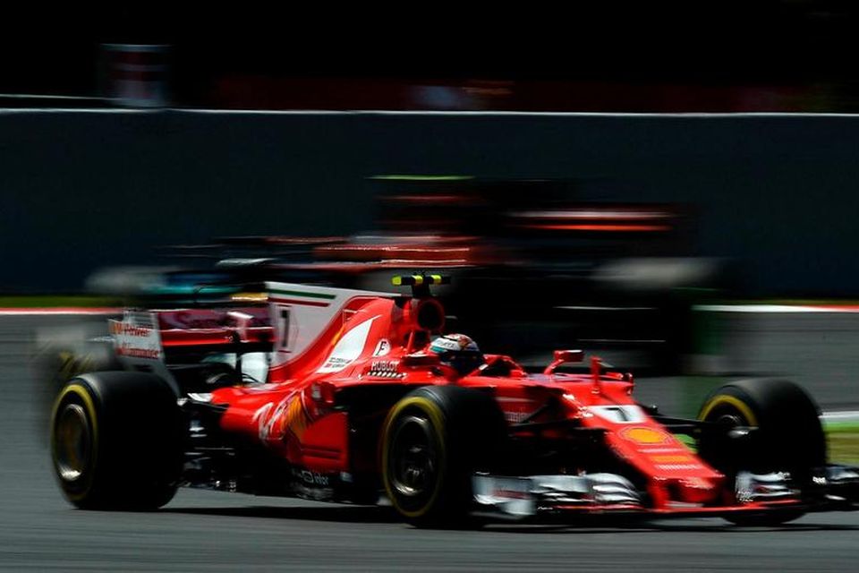 Kimi Räikkönen í Barcelona í morgun.