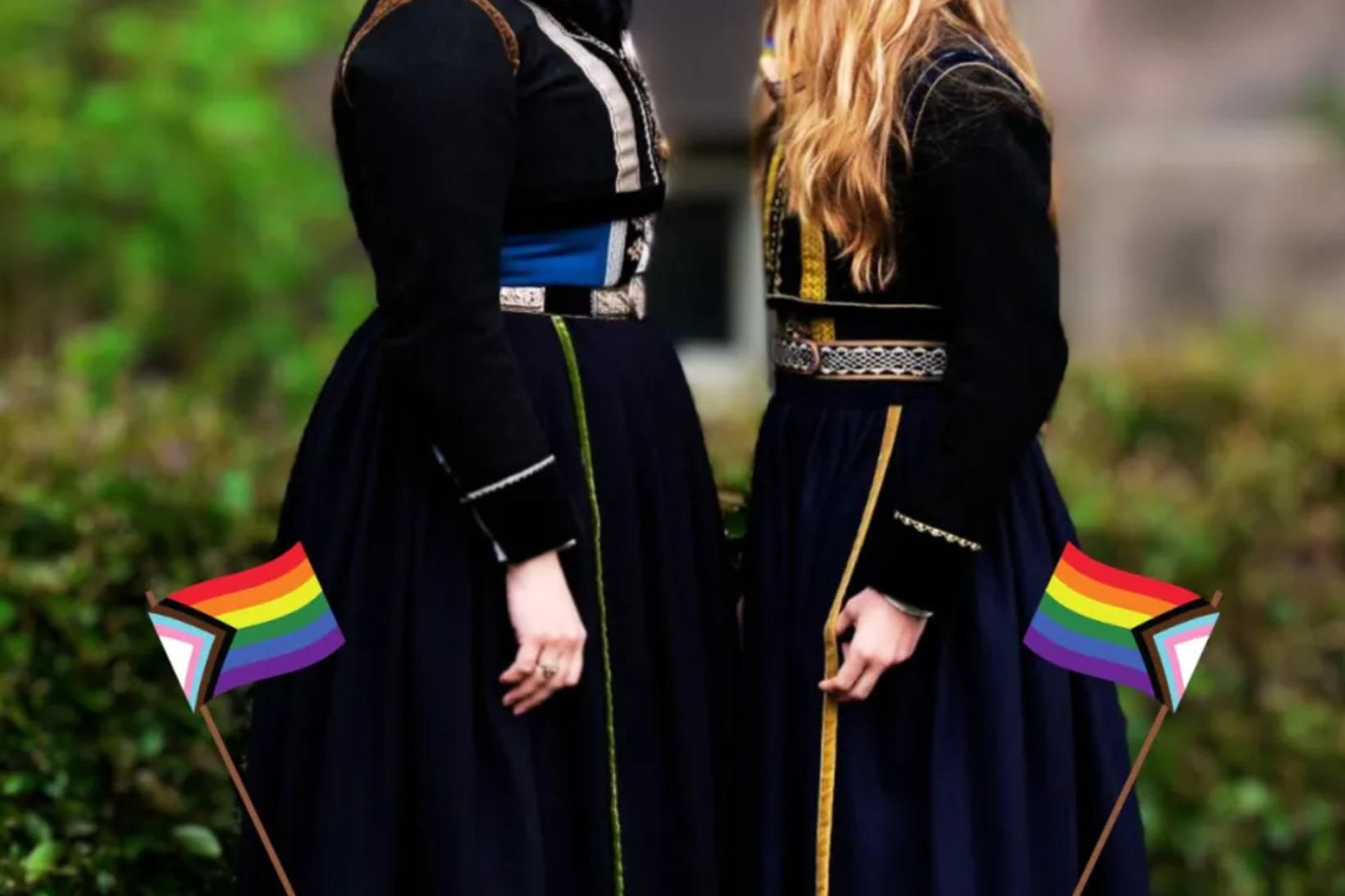 Klæðast má þjóðbúningnum á ýmsa skapandi máta.