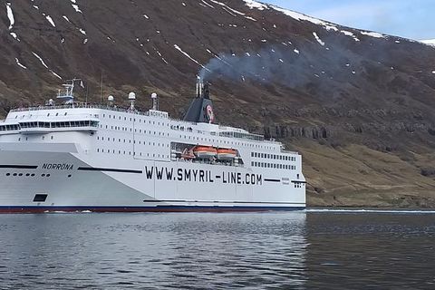 The ferry Norröna in Seyðisfjörður fjord.
