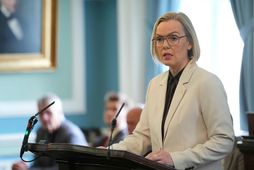 Guðrún Hafsteinsdóttir, formaður Sjálfstæðisflokksins, í ræðustól Alþingis í dag.