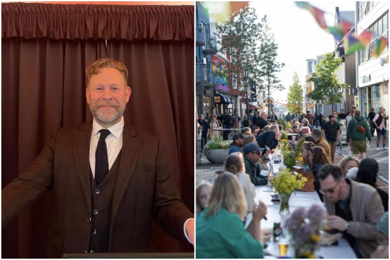 Ólafur Örn Steinunnar Ólafsson veitingamaður lofar bongóblíðu á morgun, laugardaginn …