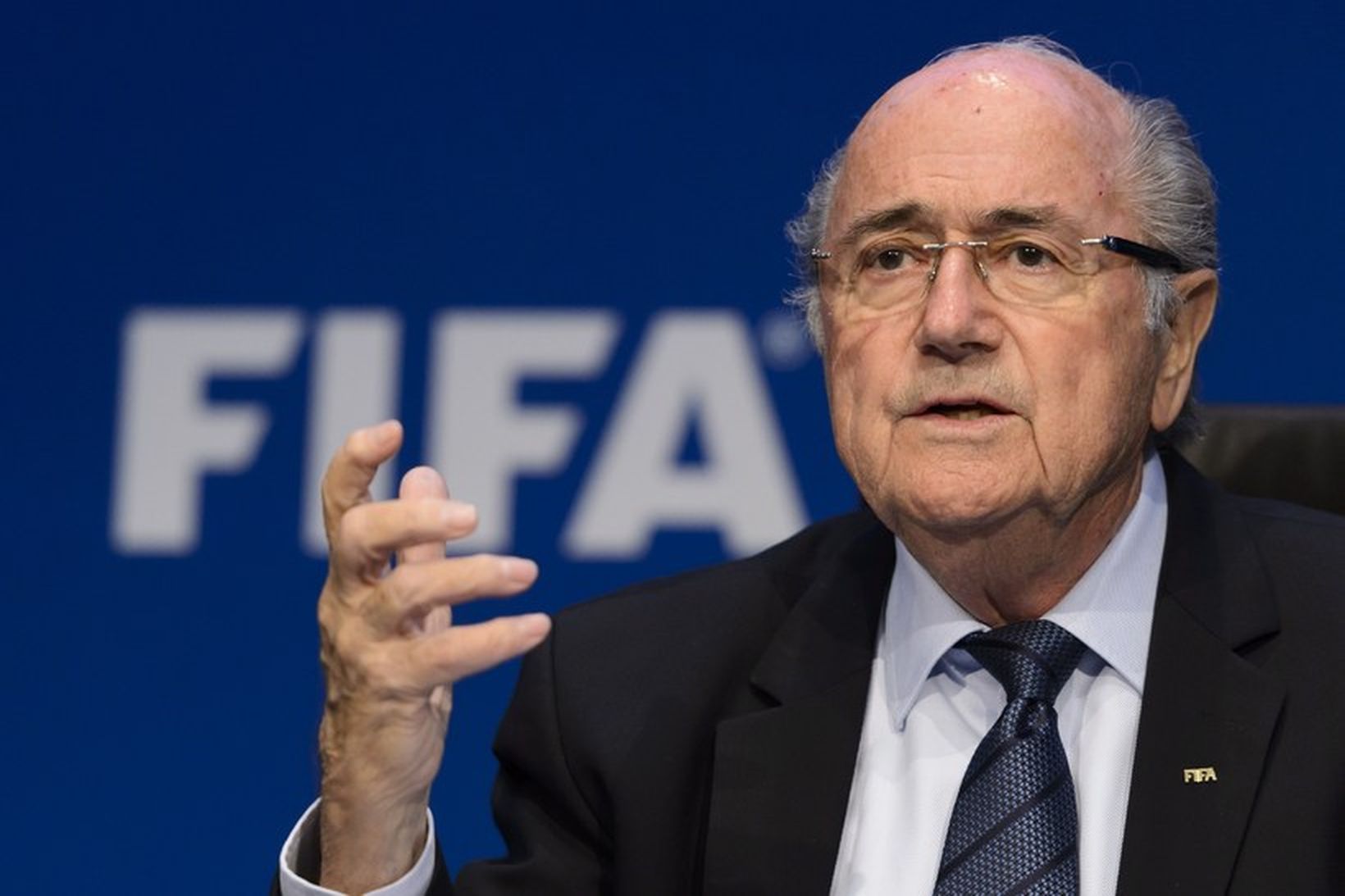 Sepp Blatter, fráfarandi forseti FIFA.