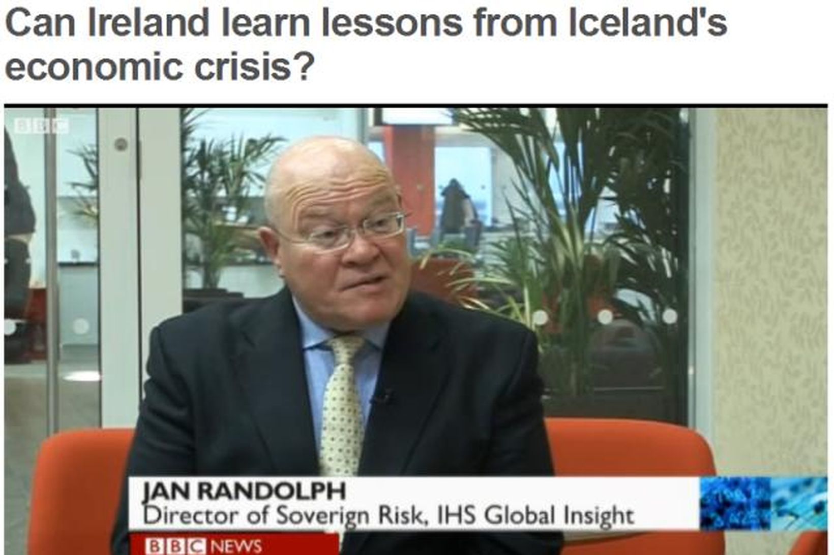 BBC ræðir við fjármálasérfræðinginn Jan Randolph sem segir að útflutningur …