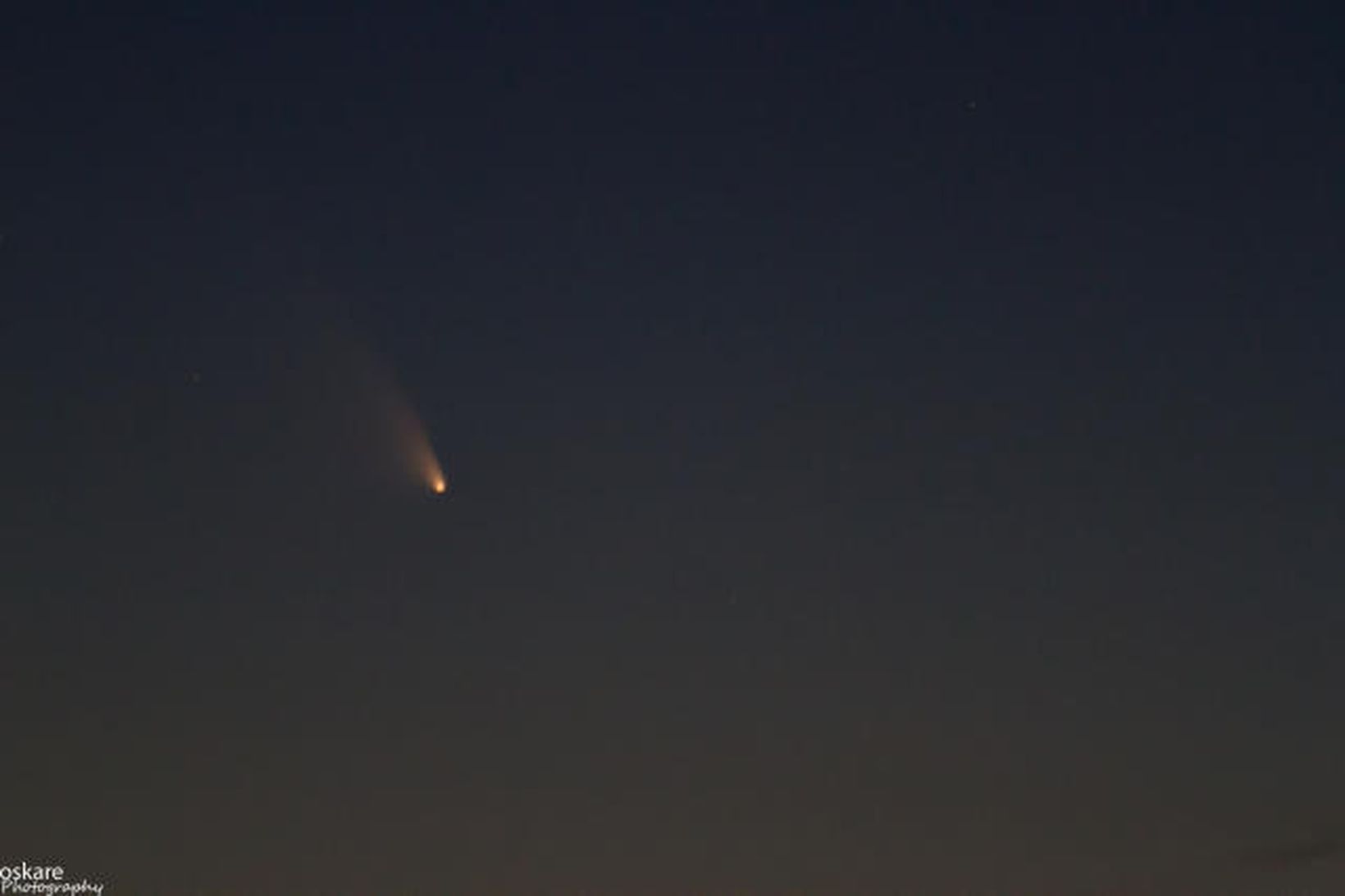 Halastjarnan Panstarrs sást vel í Vestmannaeyjum í gærkvöldi.