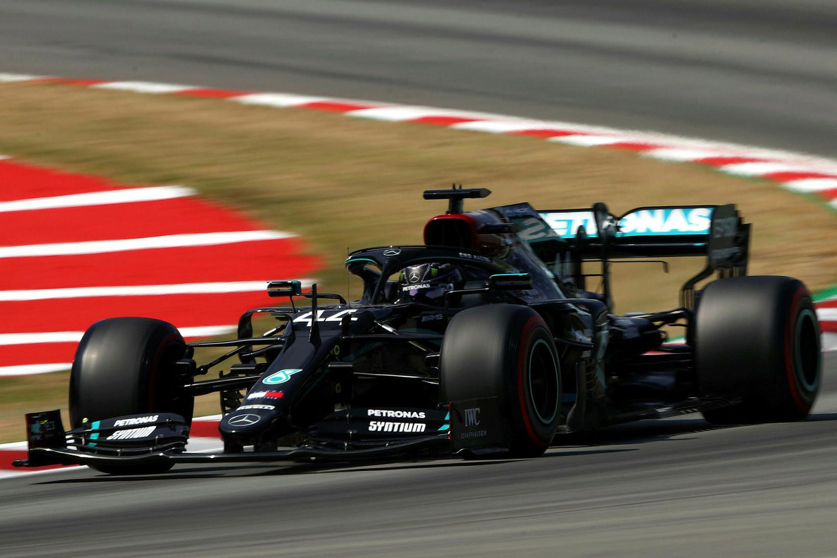 Lewis Hamilton í tímatökunni í Barcelona rétt í þessu.