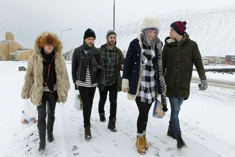 Guests attending the popular Aldrei fór ég suður music festival in Ísafjörður.