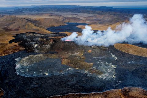 The eruption, seen from the air.