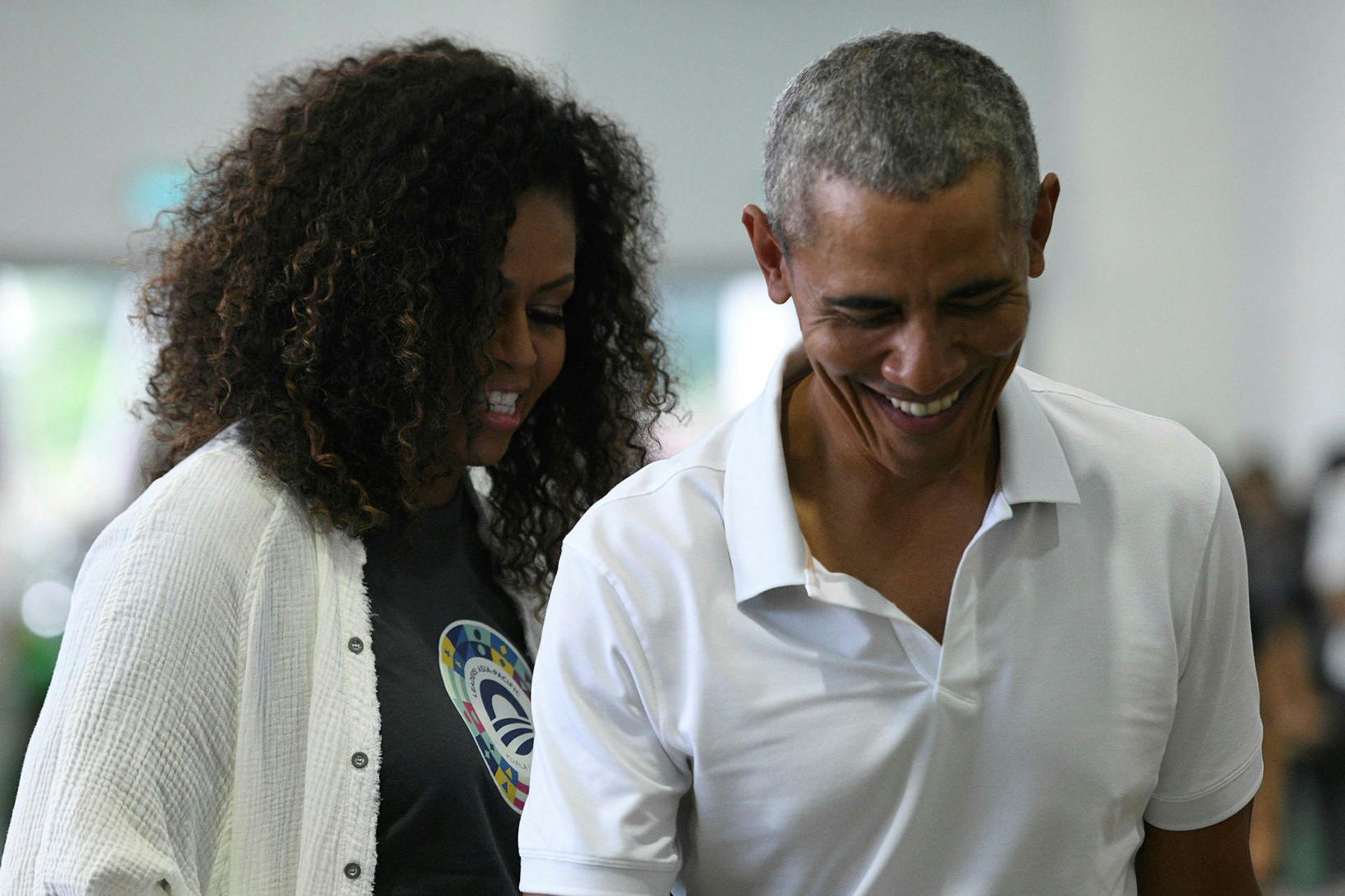 Barack ásamt eiginkonu sinni, Michelle Obama, í Malasíu á dögunum.