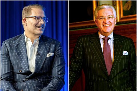 Róbert Wessman er kominn í teinótt jakkaföt líkt og Björgólfur Guðmundsson heitinn.