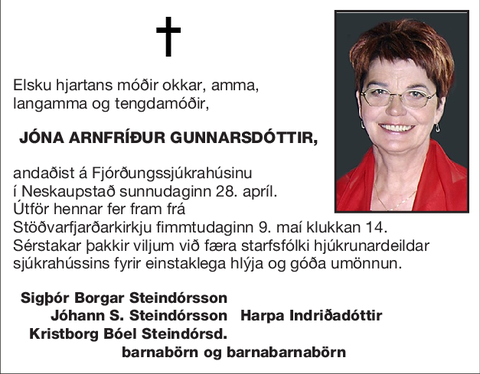 Jóna Arnfríður Gunnarsdóttir,